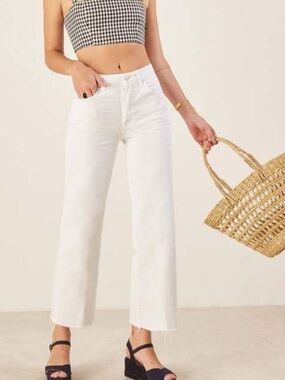 Reformation Fawcett Jeans 30 white raw hem